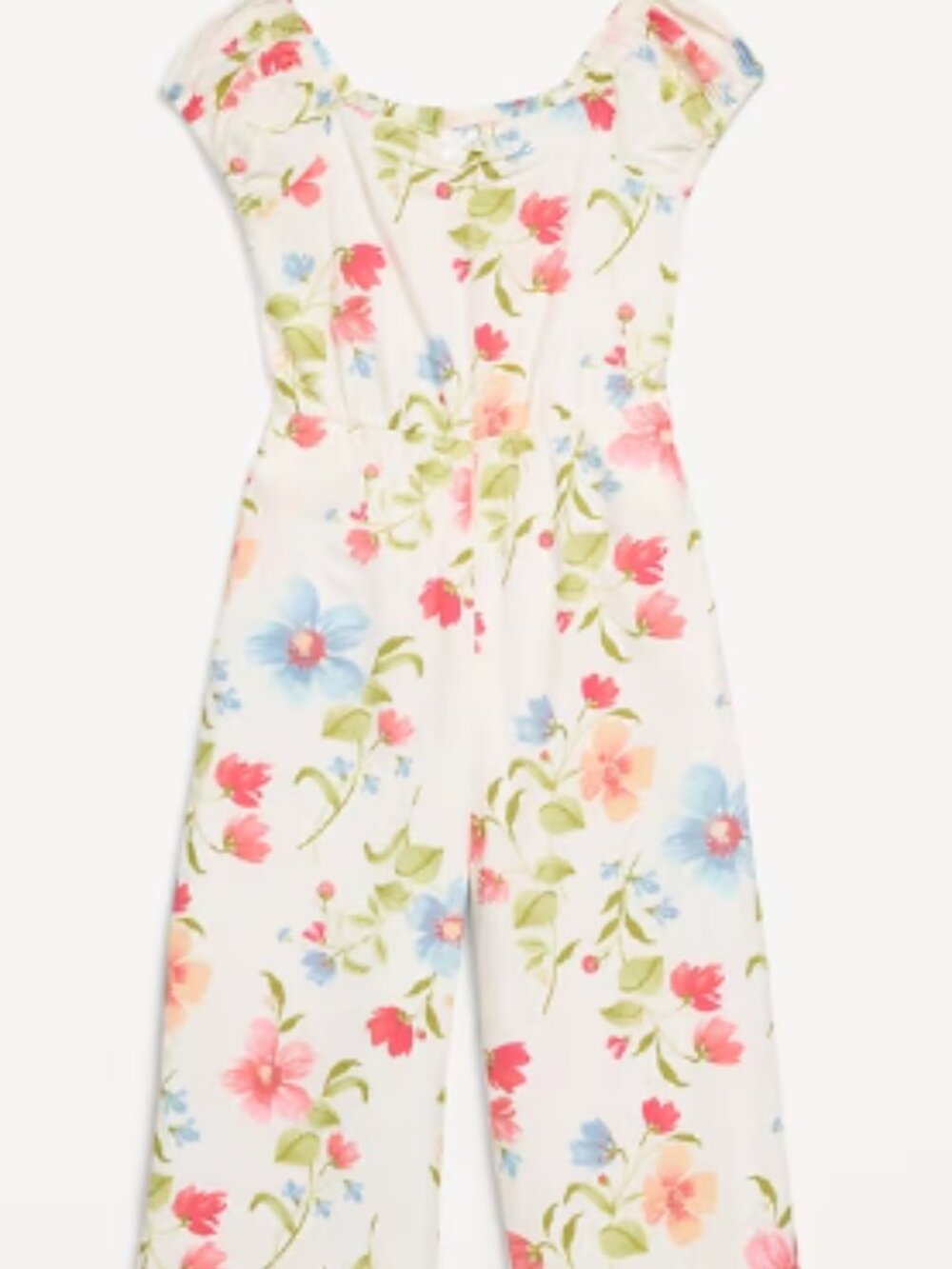 OLD NAVY Short-Sleeve Jumpsuit for Girls Cream Floral NWT